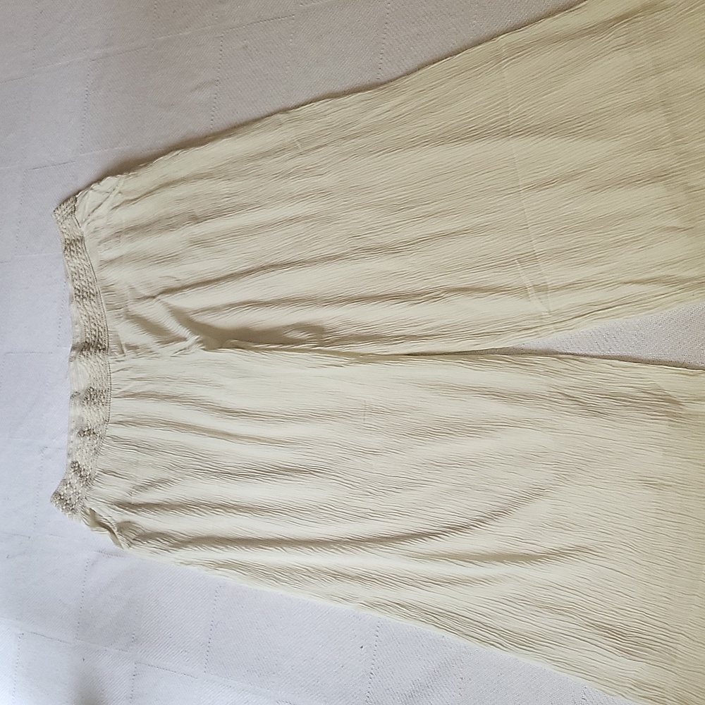Soft Surroundings Cream Wide Leg Pants